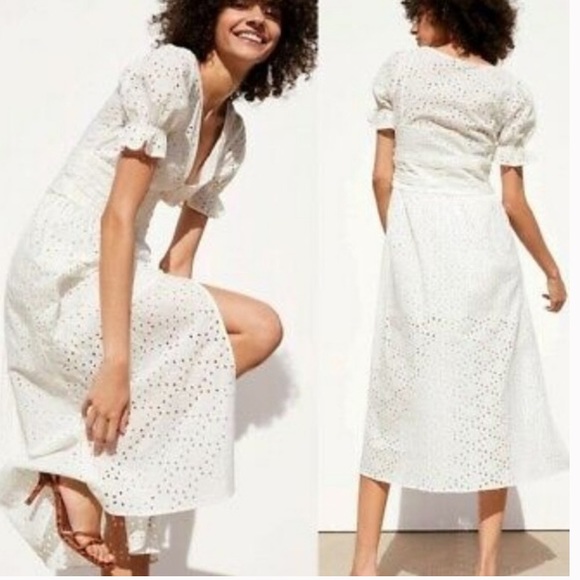 eyelet white dress zara